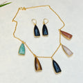 Multi Gemstone Charms Chain Necklace set