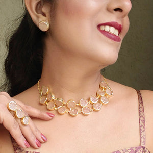 Blush Raw Stones Layered Choker set