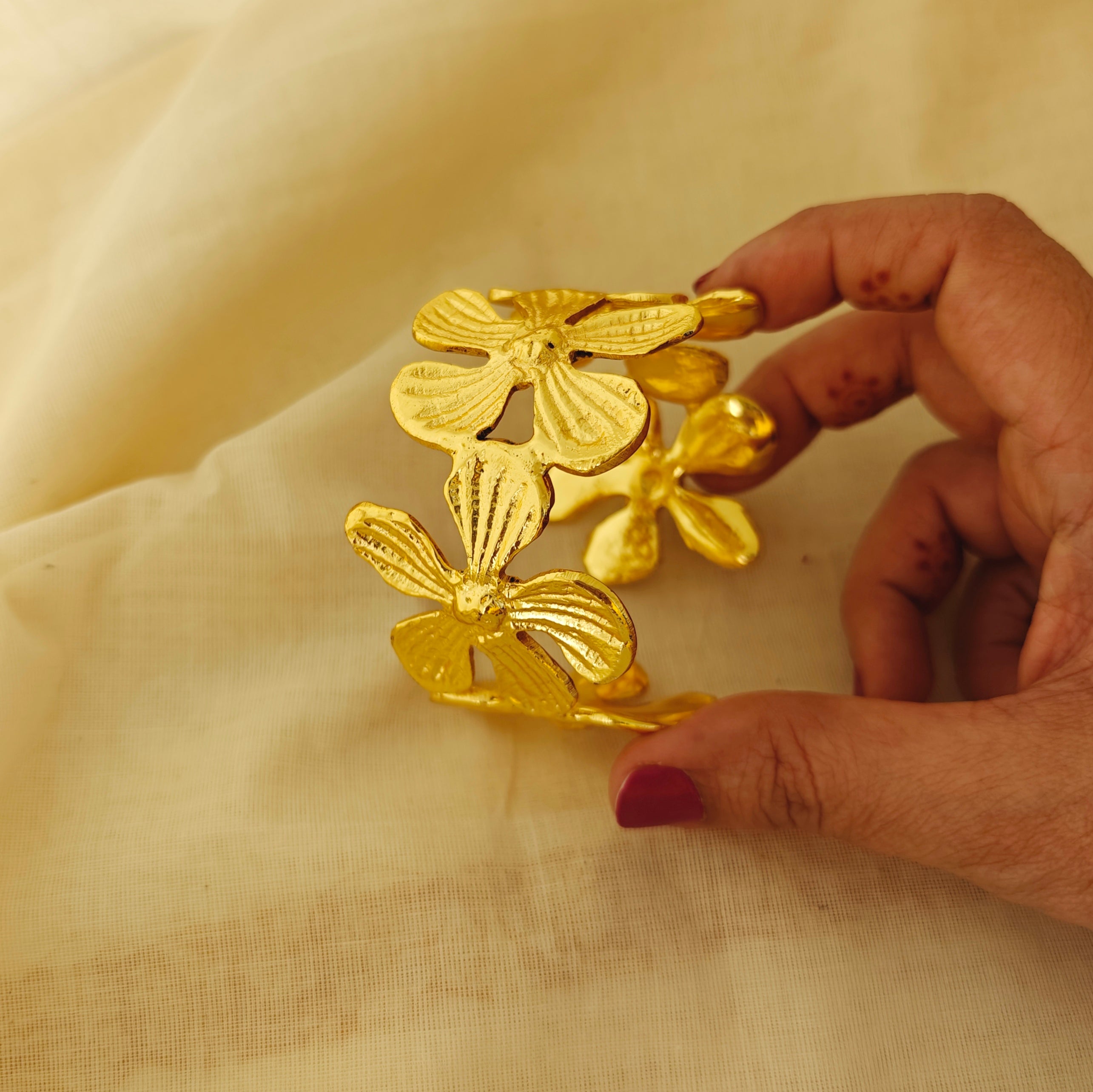 Gilded Orchid Statement Cuff