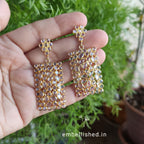 92.5 Sterling Silver Crystal Polki contemporary chandeliers - Gold