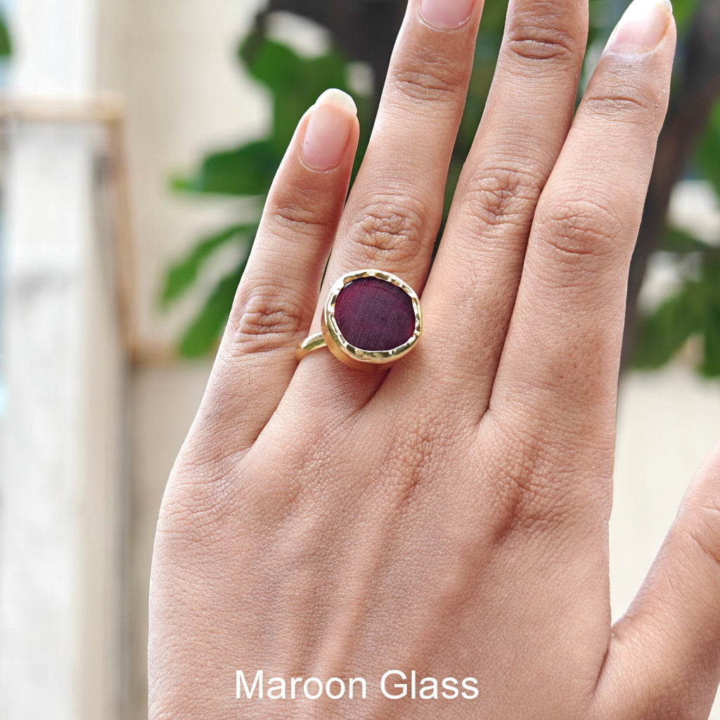 Natural Stone Button finger ring