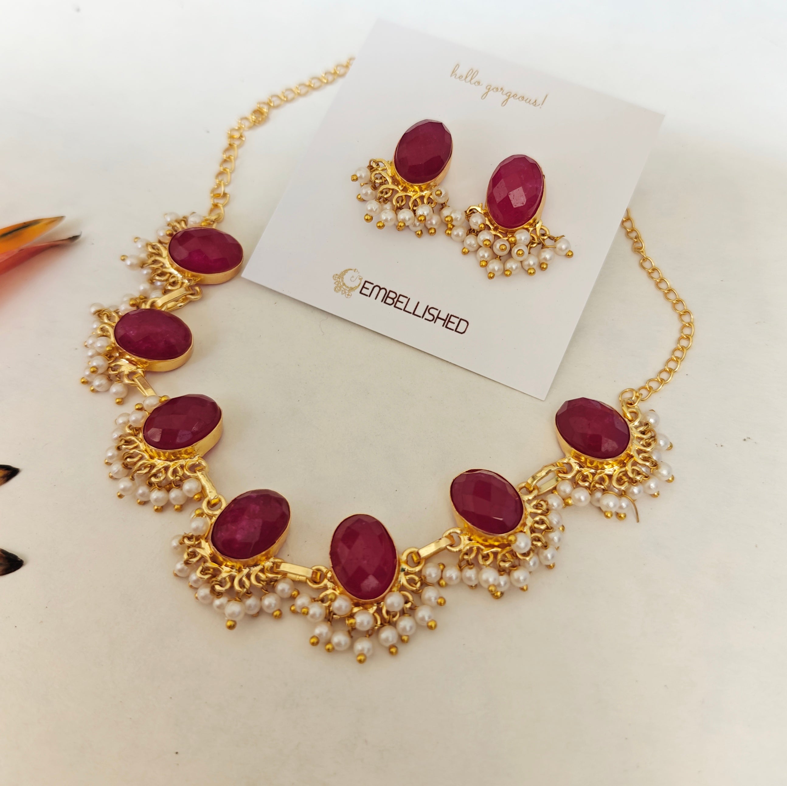 Ruby Radiance Festive Necklace Set