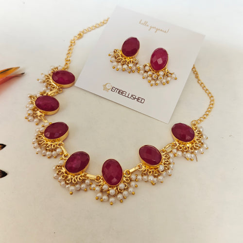 Ruby Radiance Festive Necklace Set