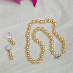 Timeless classic pearl necklace set - peach
