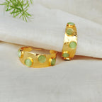 Sage Stone Hammered Wide Hoops