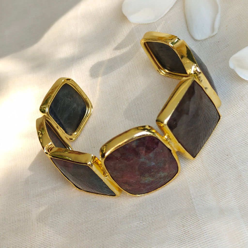 Faceted Bloodstone Statement Cuff