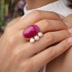 Bold Bloom Open finger ring - pink