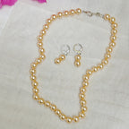 Timeless classic pearl necklace set - peach
