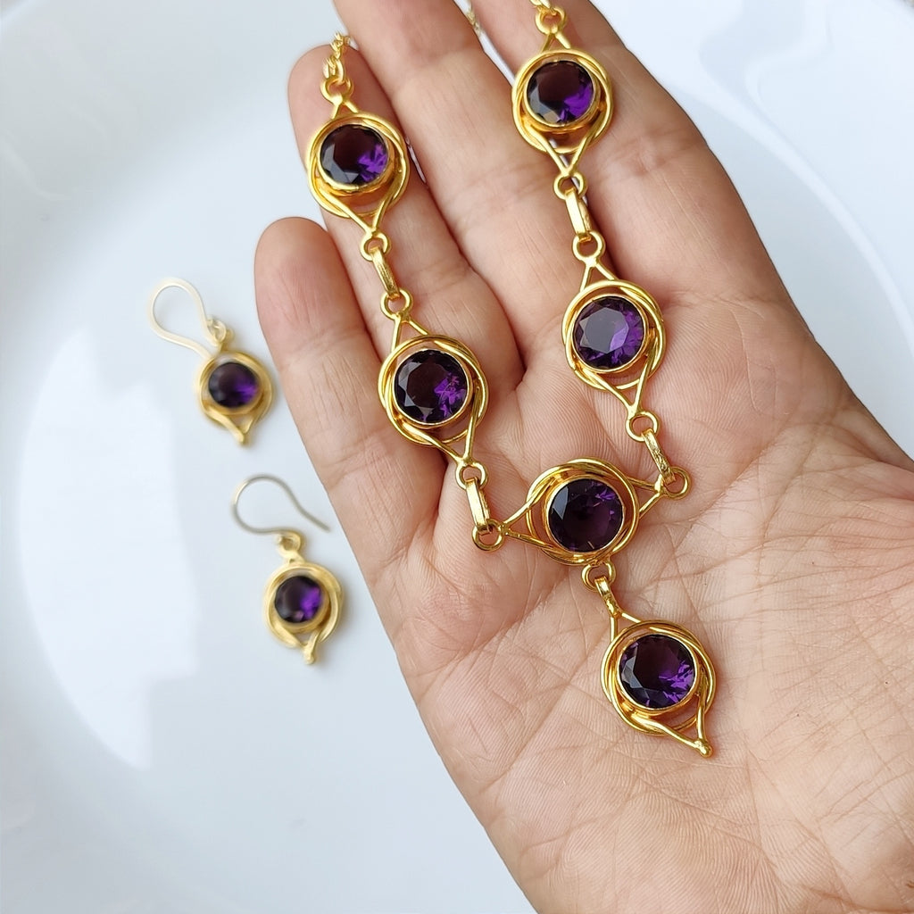 Purple sparkle princess necklace set