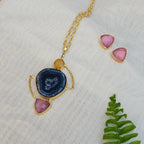 Black Geode Statement Pendant Necklace Set
