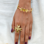 Celestial Textured Bangle and Statement Ring Set