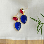 Two Stones Drop Earrings - red blue