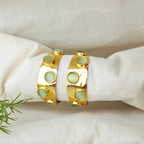 Sage Stone Hammered Wide Hoops