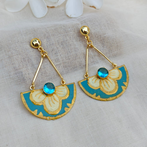 Blooming Blue Enamel Drop Earrings