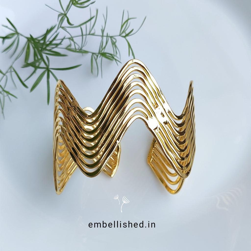 Layered Zig-Zag Open Cuff bracelet