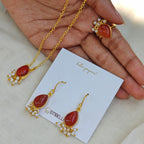 Dewdrop Gemstone Set with Seed Pearl Fringe
