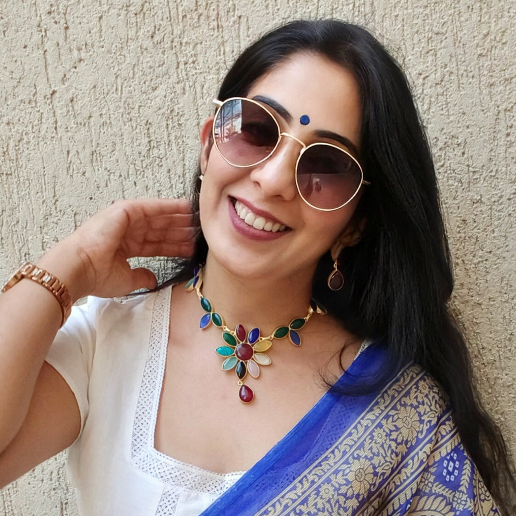 Floral Elegance Indo-western necklace set - multi