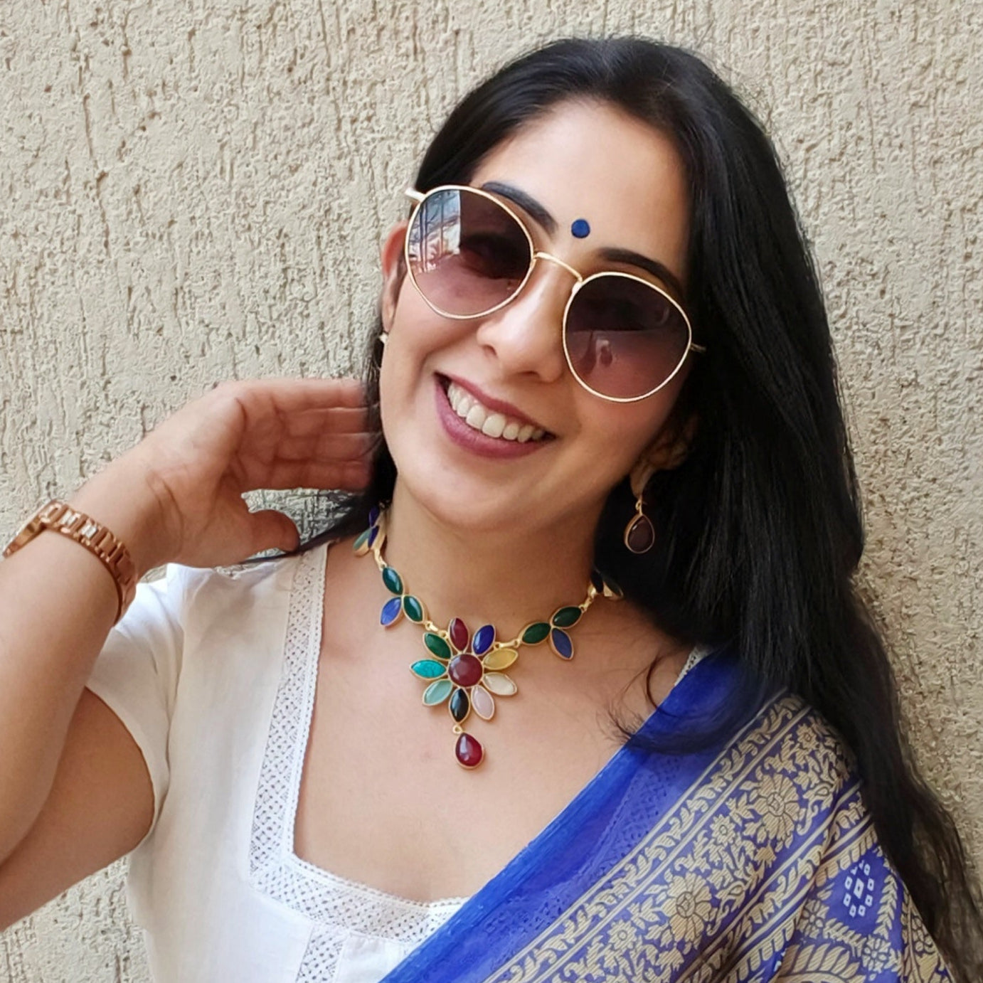 Floral Elegance Indo-western necklace set - multi