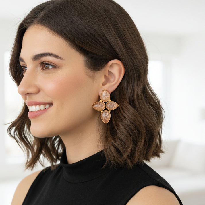 Star studs with frosted glass stones