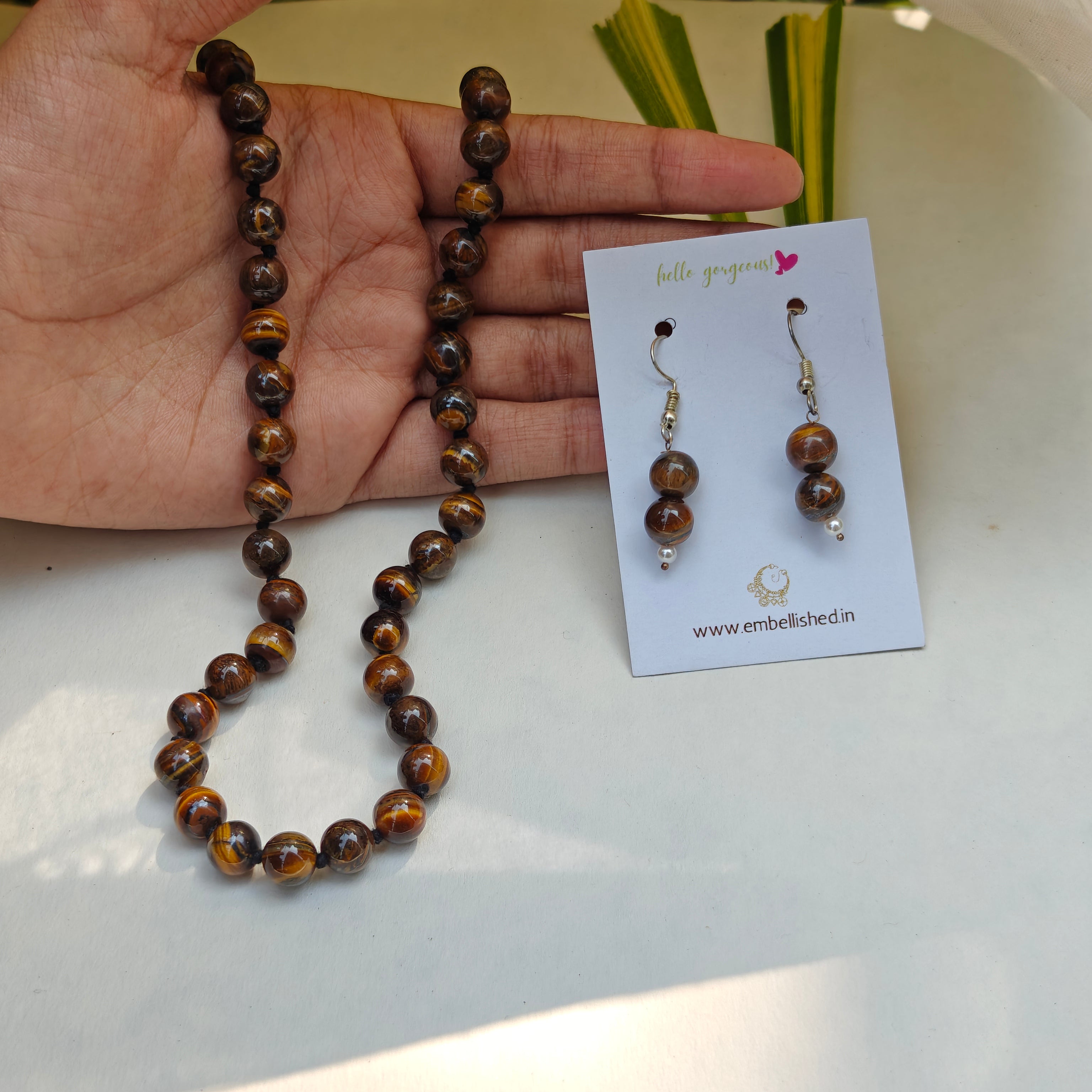 Natural stones beaded necklace and danglers