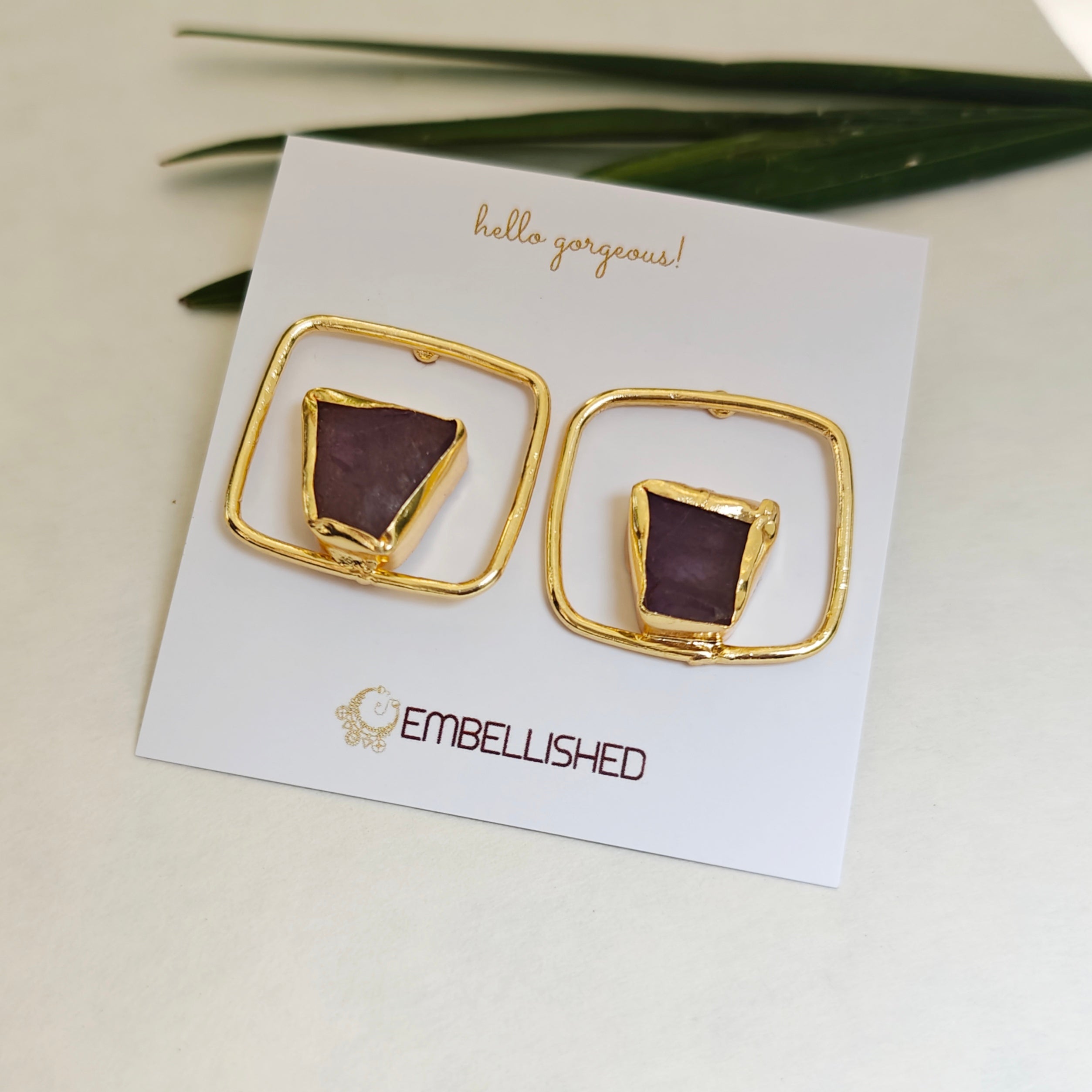 Amethyst Geometric Halo studs