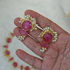 Pink Blushing Petals Pearl Necklace set