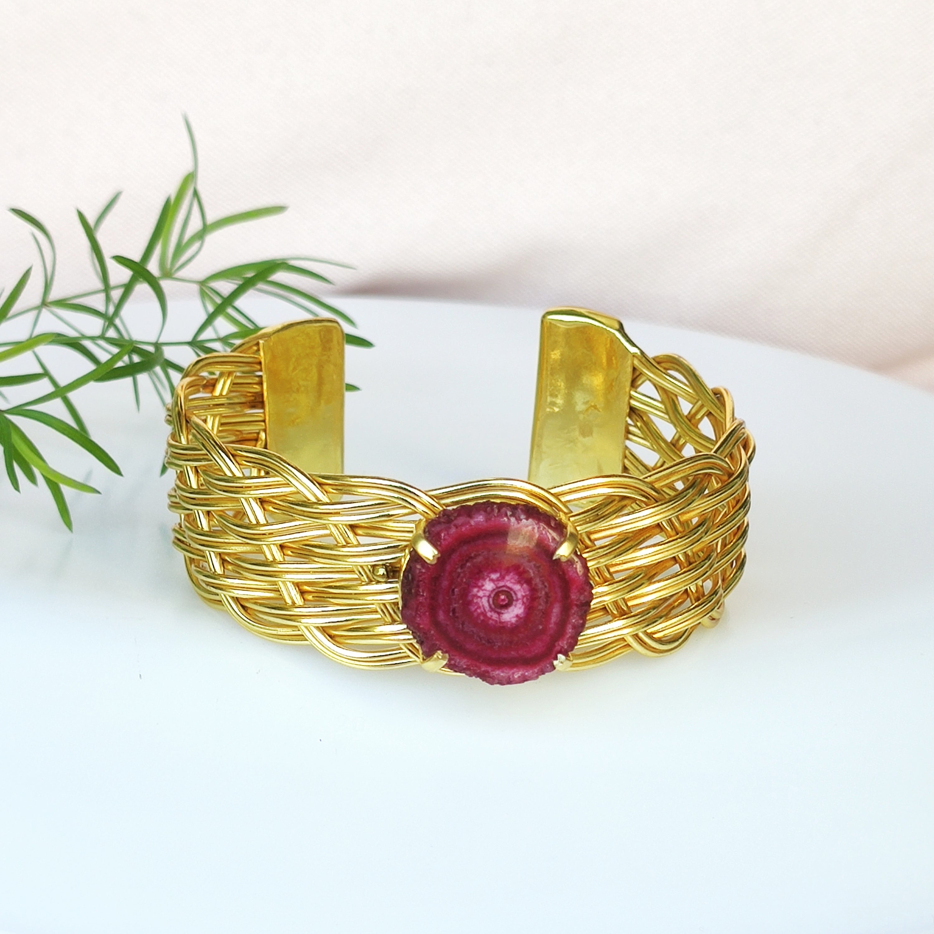 Solar agate mat bracelet - pink