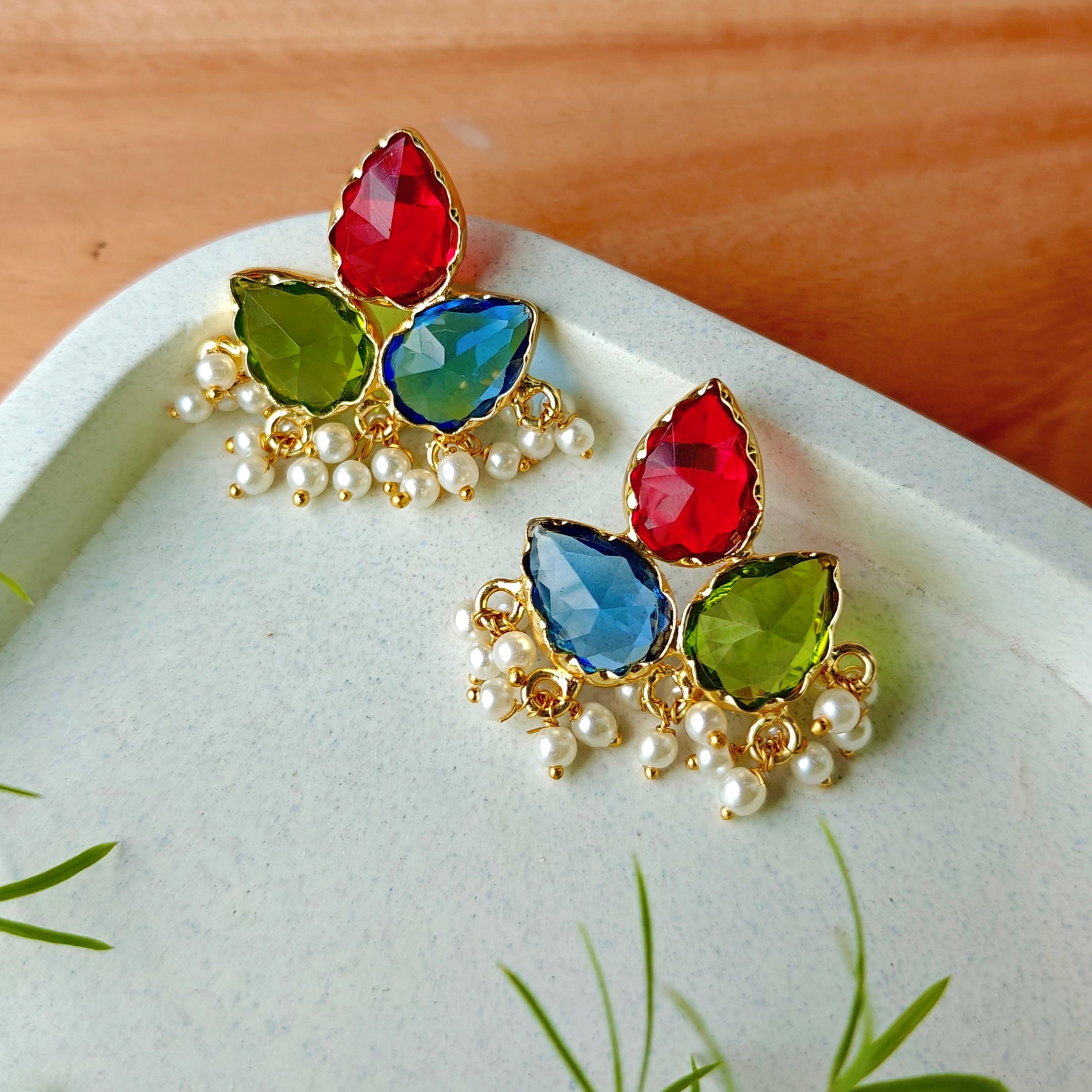 Tri-color Sparkle Earrings - vibrant