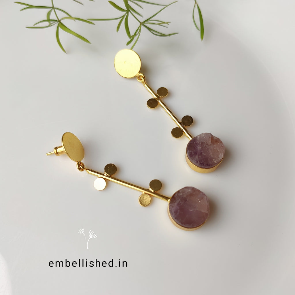 Long pendulum earrings - amethyst