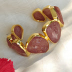 Raw Strawberry Quartz Statement Cuff