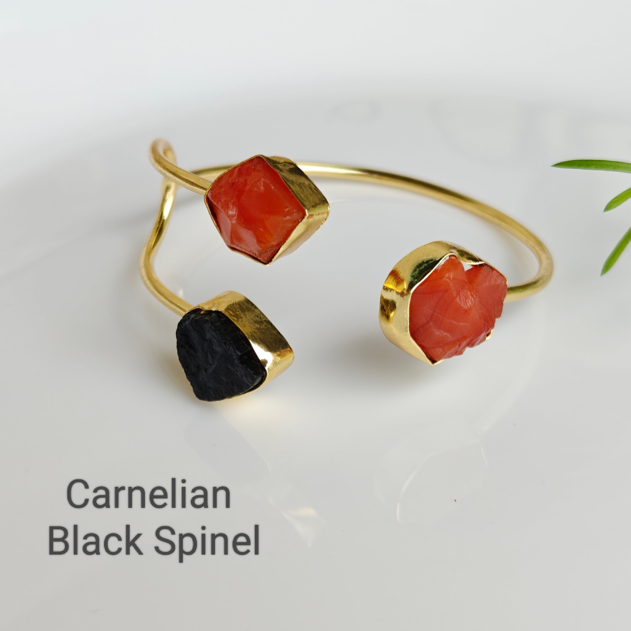 Raw Gemstone Trinity Cuff Bracelet
