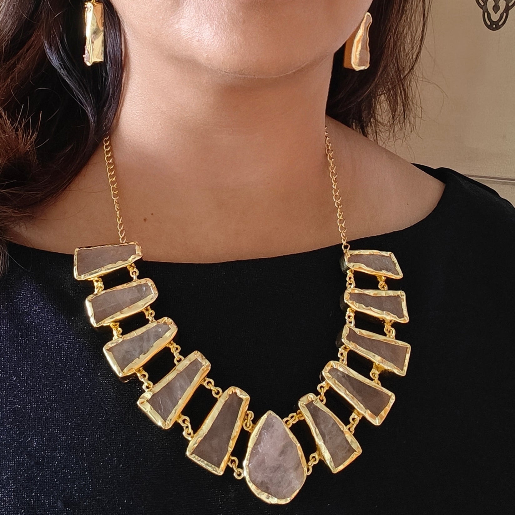 Rose Quartz Cleopatra Necklace Set