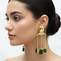 Emerald Gold Triple Drop Earrings