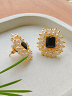 Royal Black Pearl Burst Studs