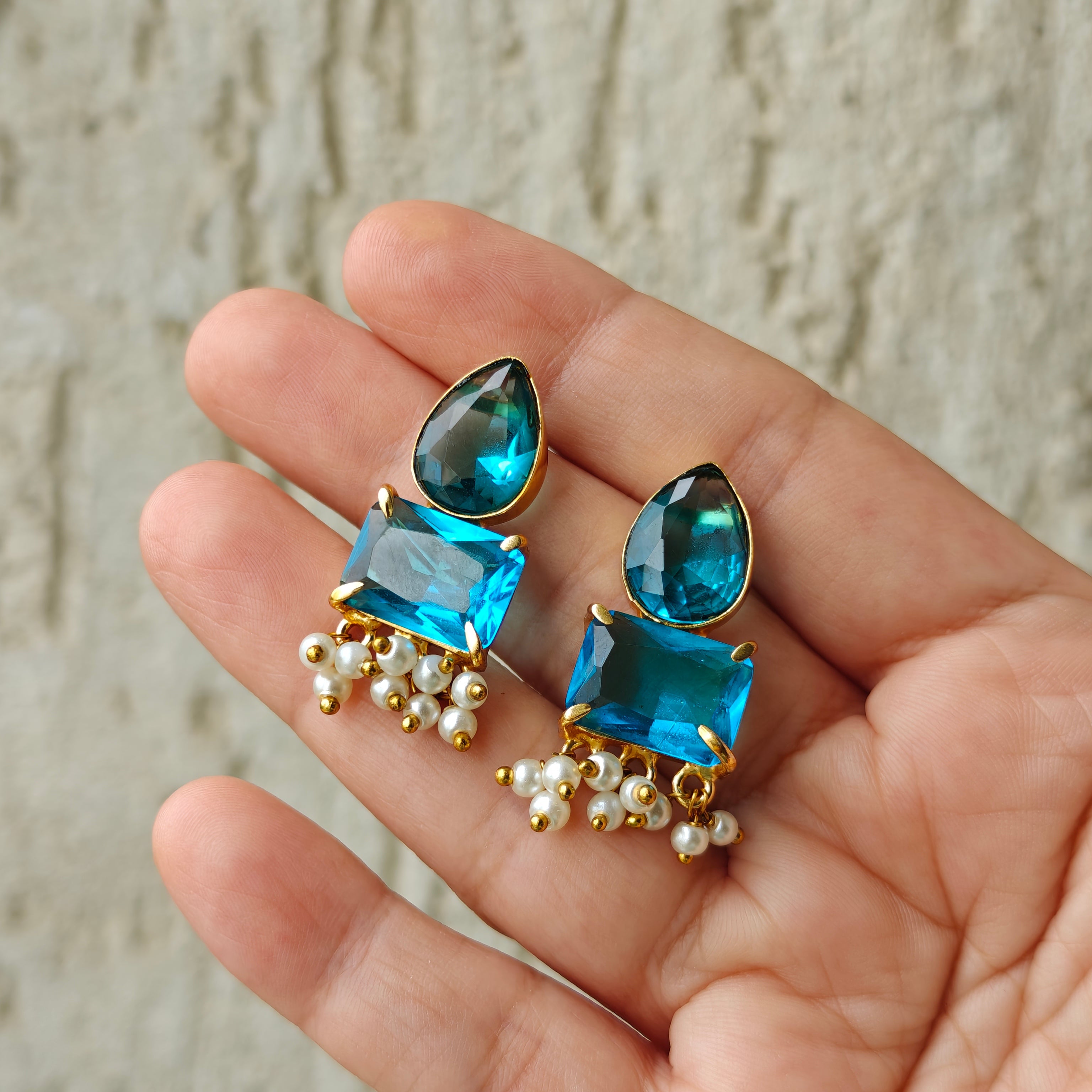 Royal Cyan Geometric Earrings