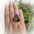 Rustic stones trio finger ring