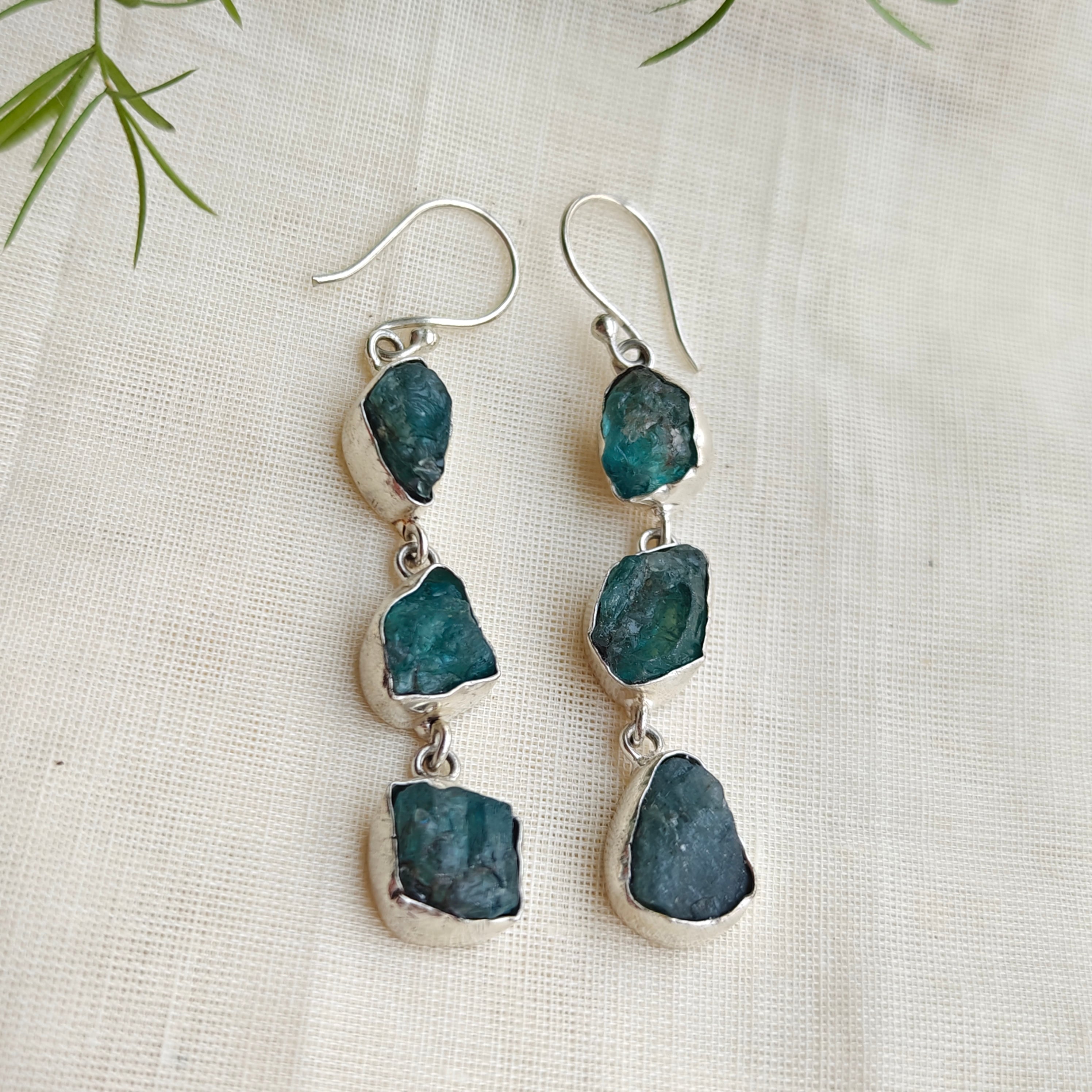 Long green aventurine drop earrings
