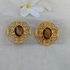 Tiger's Eye Filigree Statement Earrings