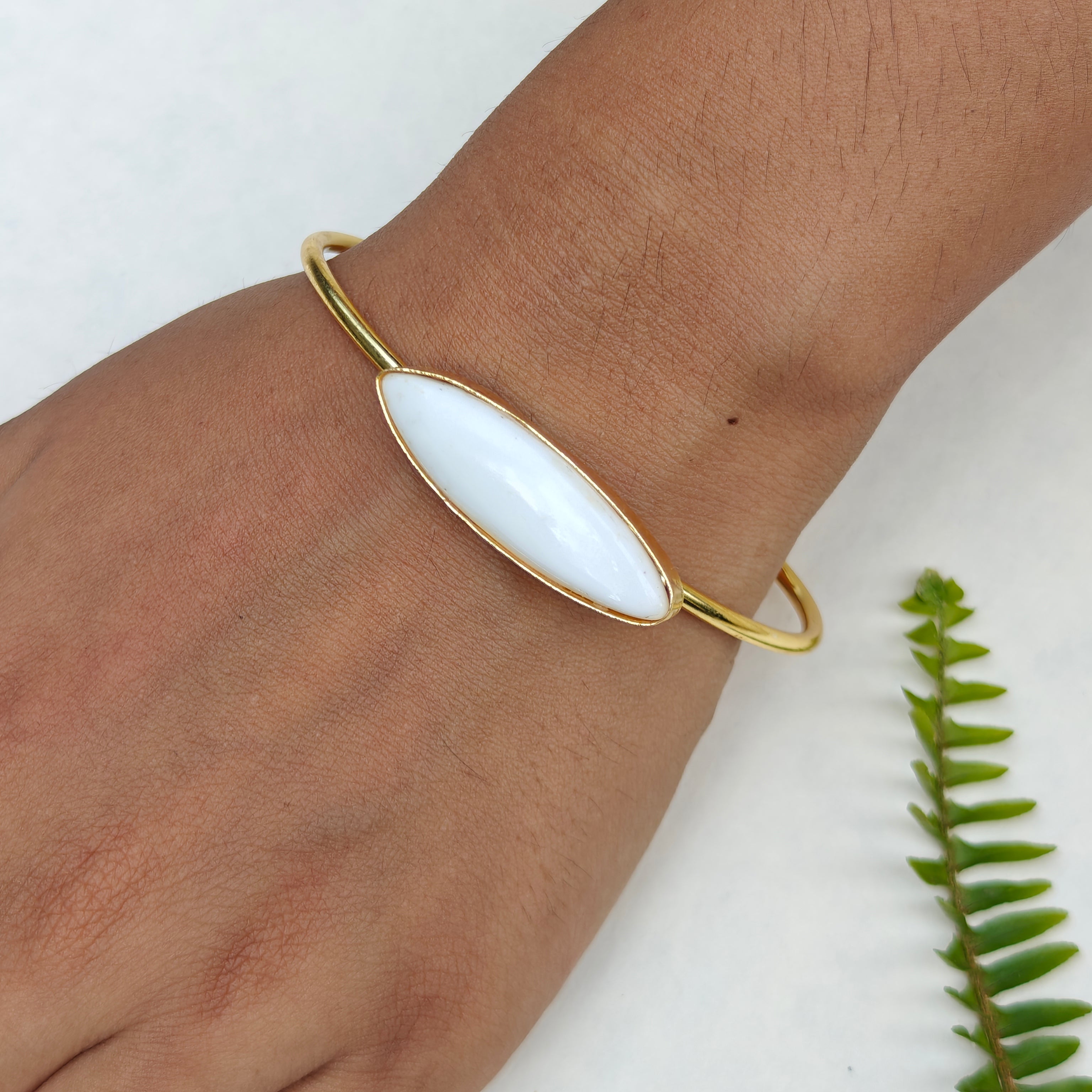 White Marquise Stone Slim Bangle