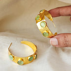 Sage Stone Hammered Wide Hoops