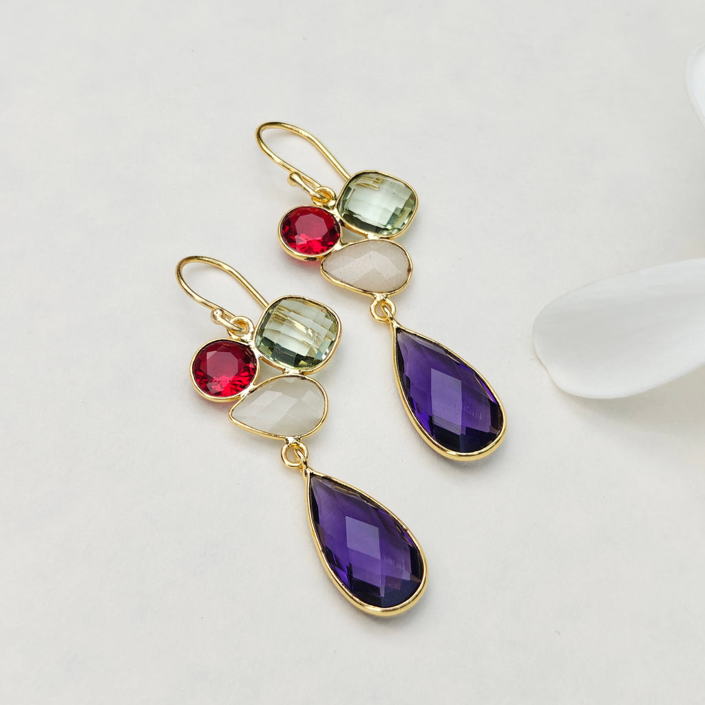 Rainbow Cluster Drop earrings