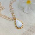 Pearl Layered Necklace with Natural Stone Pendant