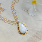 Pearl Layered Necklace with Natural Stone Pendant