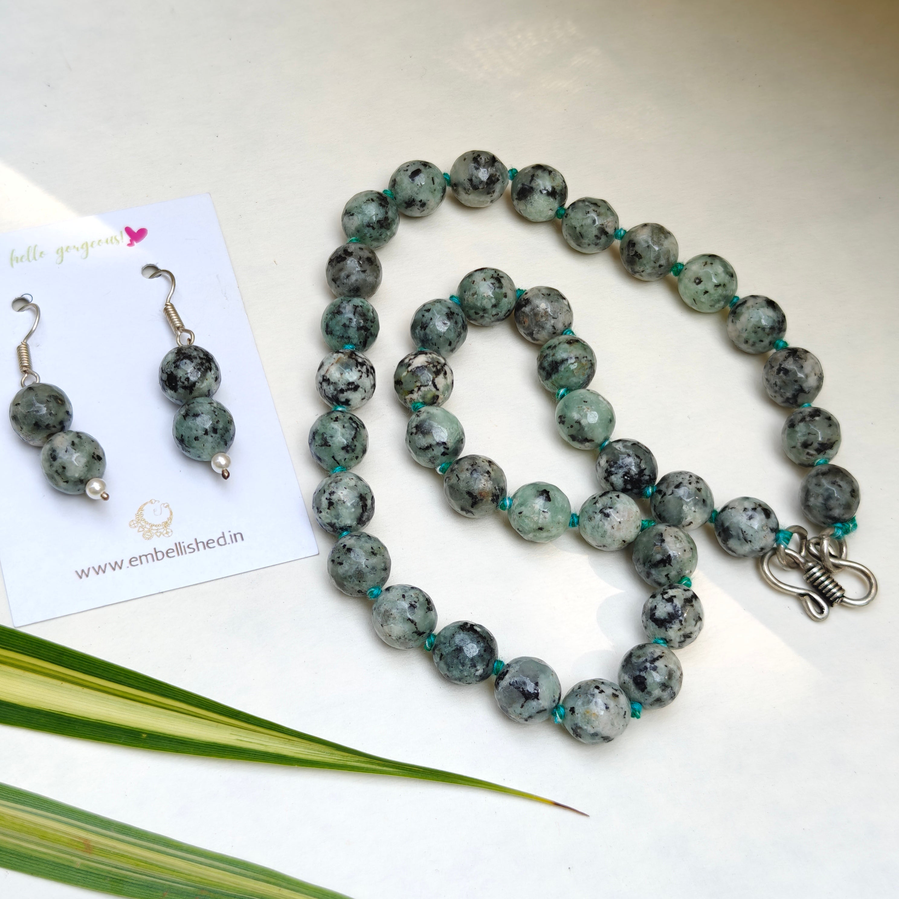 Onyx beads necklace and danglers