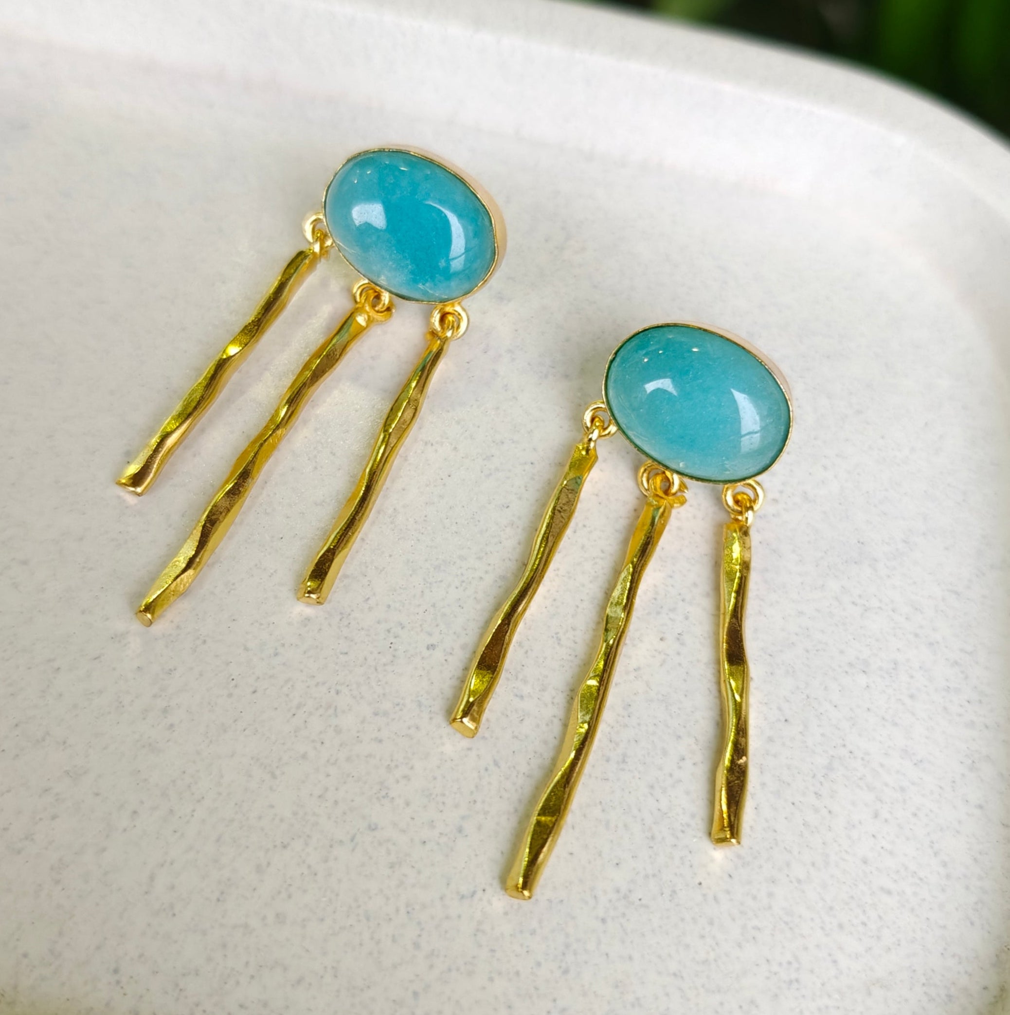 Cyan Pop Raindrop Earrings