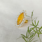 Monalisa Marquise Cluster pearls ring - yellow