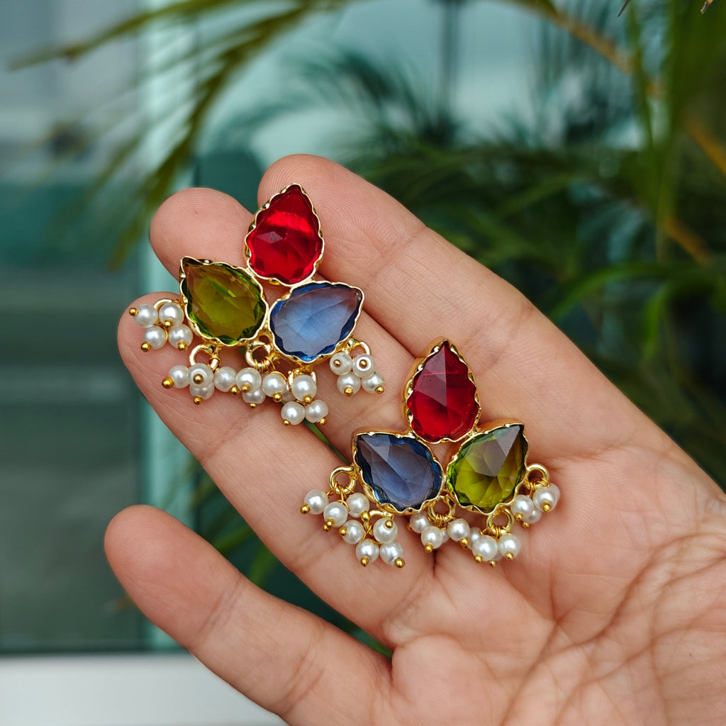 Tri-color Sparkle Earrings - vibrant