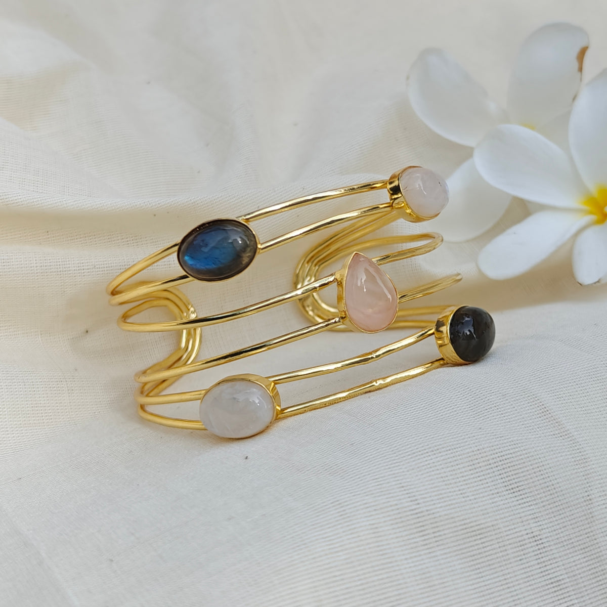 Moonlit Stack-in-One Gemstone Cuff bracelet