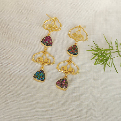 Amira Filigree & Titanium Druzy Drops