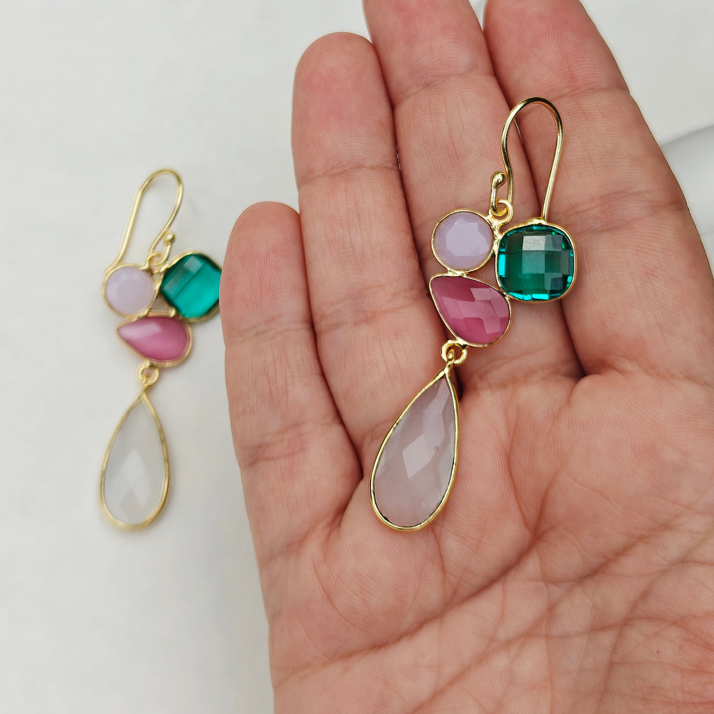 Rainbow Cluster Drop earrings